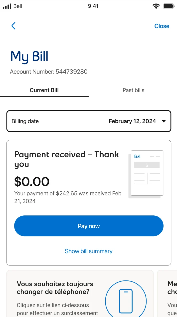 Bell app screen 2