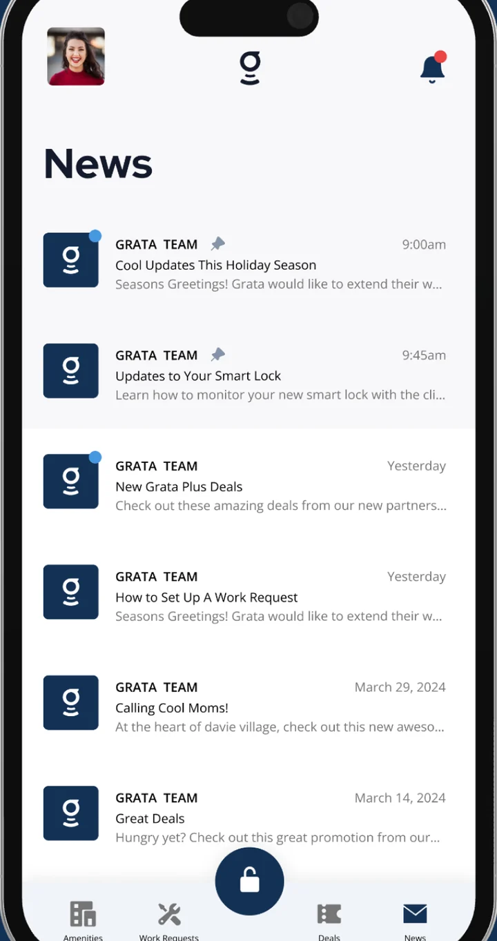 Grata app screen 1