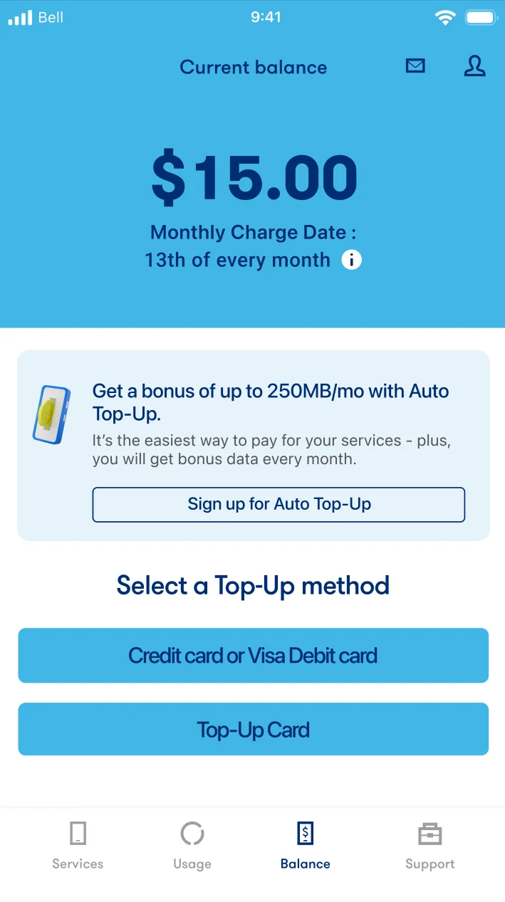 Lucky Mobile app screen