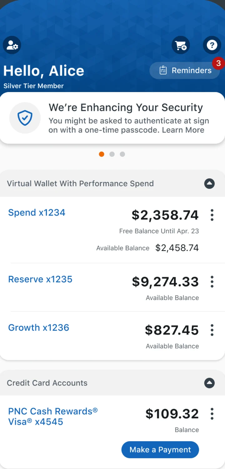 PNC app screen 1