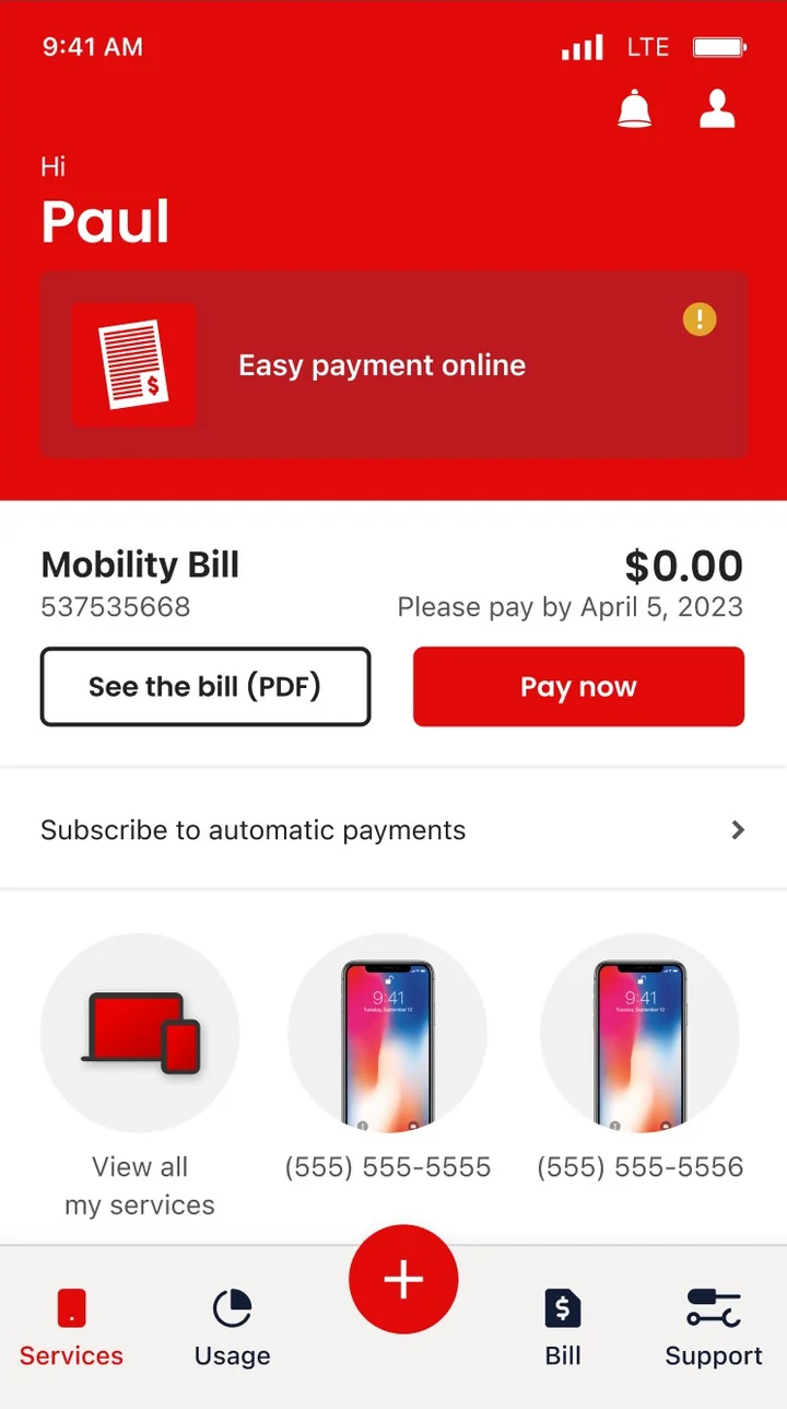 Virgin Plus app screen